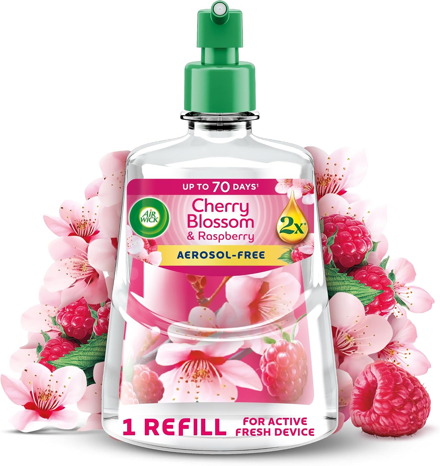 Air Wick Cherry Blossom & Raspberry Aerosol-Free Automatic Spray Refill 228ml, Lasts up to 70 Days, Air Freshener