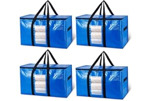 TAILI Sacs de Déménagement Extra-Larges avec Couvercle et Fenêtre, 4 PCS Housse de Rangement pour Vêtements,Couette,Literie,Alternative aux Cartons Déménagement,sacs de rangement résistants