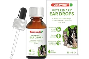 Vetzyme Veterinary Ear Drops for Dogs, Cats and Small Pets - Antibacterial Formula Soothes Irritation (18ml)