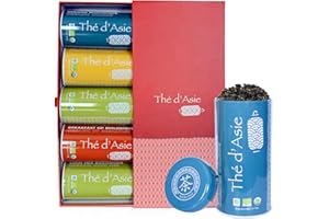 Khla - Set Regalo 5 Tè Asiatici Biologici - Oolong, Sencha, Pai Mu Tan, Breakfast OP, Chun Mee - Tè Naturale in Foglie Sfuzo - Tè Blu, Verde, Nero e Bianco - Confezione per Donna e Uomo - Tisane, Tea