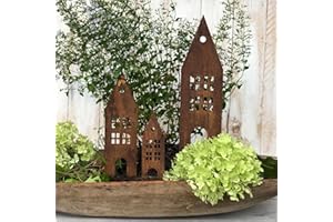 ‎STORM'S GARTENZAUBEREIEN Storm's Gartenzaubereien Deko - Haus zum Stecken in Rostoptik 3er Set, Metall,Modern, Braun, Grün