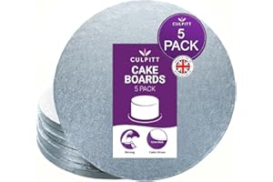 Culpitt 12" Round Silver Cake Drum Board - Pack Of 5 (Individually Wrapped)