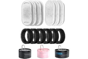 Giotohun 12 Filtri Fontanella per Gatti: Tripla Filtrazione - 6 Pezzi Filtri + 6 Pezzi Spugne