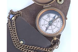 NEOVIVID Engravable Compass, Pocket Compass, Brass Compass with Leather Carry Case, Boy Scouts Compass, Eagle Scout Compass, Pirates Compass, Camping Compass, Gift Compass