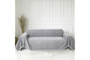 FLRISNTIG Sofa-Schonbezüge, Sofaüberwurf Decke Mit Fransen, Chenille Sofa Decke, Anti-Rutsch-Sofa Abdeckung, Multifunktionsdecke, Für Zuhause,EIN Wohnzimmer Sofa, Büro (Hellgrau, 180x260 cm)