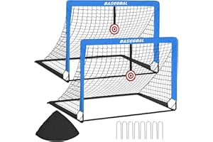 BASEGOAL Porta da Calcio Pieghevole 120x90 cm | Porte da Calcio Giardino con Borsa Trasporto, 2 Bersagli & 8 Picchetti | Portatile e Facile da Montare | per Cortile, Spiaggia, Vari Colori