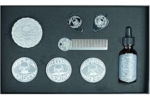 THE VINTAGE GROOMING CO. Death Grip Platinum EDC Moustache Wax Kit | Refillable Inserts: Bone Crusher, Sudden Death & Bare Bones | Mustache Wax Remover | Steel Comb | 2 Guitar Picks