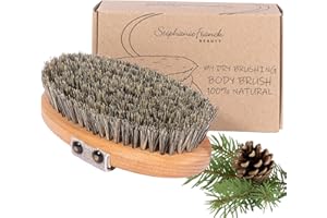 Stephanie Franck Beauty - Brosse à Sec Drainage Lymphatique – Dry Brushing Anti-Cellulite, Exfoliation Naturelle, Energisante – Fibres de Tampico & Crin de Cheval – Made in Germany