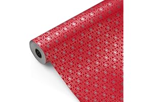 Bobina papel de regalo, rollo grande 62cm x 100m • Color Rojo estilo ROYAL • Ideal para: Tiendas Negocios Comercios envolver regalos Cumpleaños Baby Shower Bodas Decoración [FP Fiesta Paper]