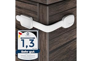 Hoffenbach Kindersicherung für Schrank und Schubladen 12x - Schranksicherung zum kleben für Baby und Kind - Schubladensicherung Schrankschloss ohne bohren