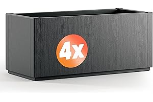 Casaria® 4X Jardinière Ethica Anthracite 80x36x36cm 80L résistante Fond d'écoulement Bac à Fleurs Pot de Fleurs Jardin Balcon