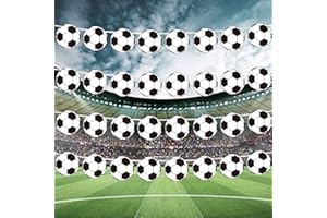 OBOVO Football Bunting, Football Party Decorations, 32 Pcs Paper Football Form a or some Strings of Football Bunting, Cheer for Football Party and World Cup Football 2022, Suitable for Bars, Home Decor