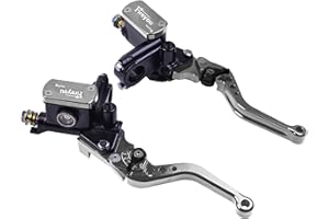 FIREYOURACING Motorrad Bremshebel Hydraulische Kupplung Hauptzylinder Set Schwarz Bremsscheibe Universal Bremsscheibe Kolben 14mm für Hebel vorne 7/8" (grau)