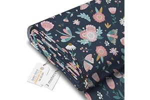 DreamRoots Tessuto Impermeabile al metro 160 cm Larghezza, 220 g/m² 600D, Stoffa per Cuscini Esterni - Summer Bugs 2M