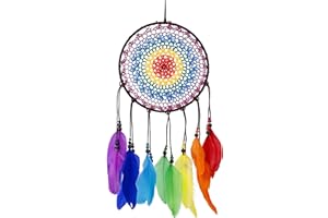 HEVEER Traumfänger, großer Traumfänger mit Federn, bunt, handgefertigt, Wandbehang, Ornament für Schlafzimmer, Heimdekoration, Geschenk