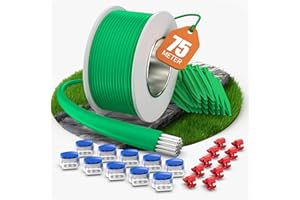COZCLAM 75m Universal Begrenzungskabel Mähroboter mit 50 Erdspieße + 10 Kabelverbinder + 10 Anschlussklemmen, Rasenroboter Zubehör Set mit Begrenzungsdraht, Kompatibel mit Gardena/Bosch/Worx