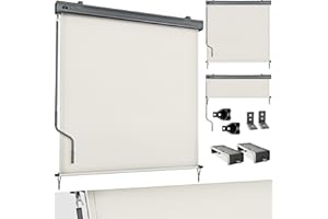 tillvex® Tenda da sole verticale 140 x 250 cm per interni ed esterni, impermeabile, con manovella, per balcone, terrazza e giardino, protezione solare in alluminio, tenda avvolgibile per balcone