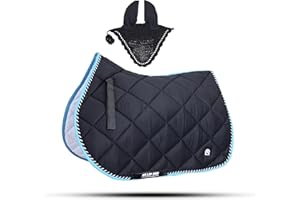 GALLOP SHOP General Saddle Pads with Matching Fly Veil Set (Cob, Black)