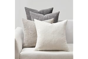 Topfinel Kissenbezug 45x45 Grau 4er Set Cord körnig Farbverlauf Kissenbezüge Kissenhülle Dekokissenbezug Sofakissen Couchkissen für Sofa Schlafzimmer Wohnzimmer Balkon Kinder flauschig