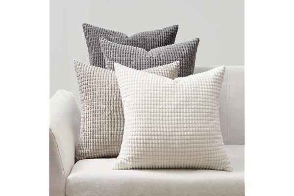 Topfinel Kuddfodral 35x35 Grå 4-delat set Corduroy Texturerad Gradient Kuddfodral Örngott Dekorativt Kuddfodral Soffkudde Sof