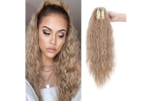 S-NOILITE Claw on Ponytail Coda di Cavallo Extension Capelli Veri Clip Ombre Naturale Parrucchino Ricci Posticci Donna 60cm Mais Ondulato Marrone cenere chiaro mix Candeggina bionda