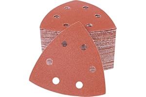 PMIQSA 100 Stück 120 Körnung Deltaschleifer Schleifpapier Dreieckschleifer 93x93x93mm Schleifblätter Klett Schleifdreiecke für Holz Metall