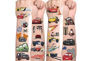 ‎SUNYOVIME Cars Tattoo Kinder,10 Blätte Lightning Mcqueen Tattoo Sticker,Hautfreundliche Racing Kindertattoos Set Temporäre Tattoos für Jungen,Mitgebsel Kindergeburtstag Gastgeschenke Party Deko Geburtstag Deko