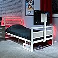 X-Rocker Basecamp Gaming Bed with Rotating TV Mount, Storage and Cable Management, Single 3ft Low Sleeper Bedstead, Metal Frame, Ideal for Kids Bedroom, Supports Up to 32" TV - White