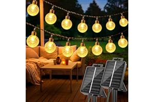 litogo Guirlande Solaire Exterieur Lot de 2, 15M 50 LED Guirlande Lumineuse Exterieure Solaire, 8 Modes Étanche Cristal Guirlandes Solaires Exterieures Jardin pour Balcon Arbres Cour Mariages