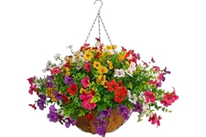 Bo Wawa Home Decoration Multicolore Silk Flower Fake Flowers DIY Chain Hanging Basket Garden Wedding Ornaments Artificial Flower Violets (Big Basket)