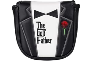 BIG TEETH Fundas de madera para cabeza de palo de golf para conductor/Fairway/Hybrid/1FH/Putter/hierros cierre elástico negro y blanco piel sintética regalo para padre de golf