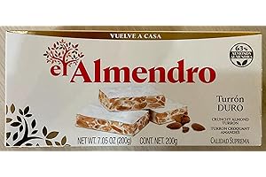 El Almendro - Turron duro, Nougat dur d'Amande - Qualité Suprême - 200gr (Sans Gluten) - (Touron)Produit Espagnol / Nougat Espagnol