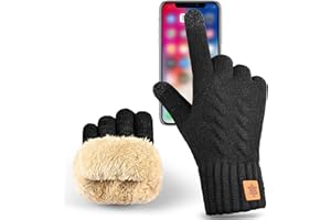 BAVATEE Gants Thermiques Femme, Gant Hiver Homme épaisseur peau d’agneau, Gants Tactile Smartphone papier conducteur, pour hiver/extérieur Gant Chauffant, cadeaux Noël ou fêtes.