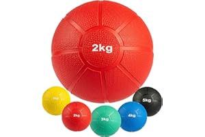 MATCHU - Médecine Ball - Medicine Ball - - Caoutchouc Solide - Disponible en 1, 2, 3, 4 et 5 KG - Disponible en Jaune, Rouge, Vert, Bleu, Noir