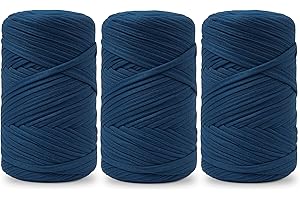 Vincona Hilo de Camiseta Crochet 3x200 g, Hilo para Crochet, Ideal para Bolsos, Cestas, Adornos de pared, Decoración del hogar y Manualidades-Azul vaquero 18
