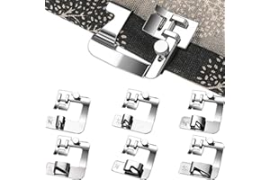 CKPSMS Marke-#KP-19051 Nähfuß-Set mit gerolltem Saum,6Stück (3/8Zoll,1/2Zoll,5/8Zoll,3/4Zoll,7/8Zoll, 1Zoll) Verstellbarer breiter Saumfuß-Set für Singer,Brother,Janome(6 Größen gerollter Saumfuß)