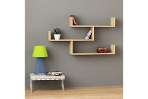 ‎HOCUS PICUS HOCUS PICUS | Wandregal mit 3 Ebenen | Modernes Holz-Bücherregal für Wohnzimmer, Schlafzimmer, Büro | 120x23x66 cm Eiche