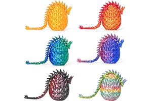 ZHANCYDEAL Set of 6 Miniature 3D Printed Dragon Egg with Dragon - 5 Inch Crystal Dragon Toy Egg in Small Size, Mysterious Dragon Egg Toy, Surprise Easter Dragon Eggs Home Decor (D)