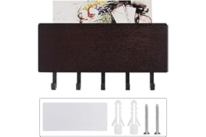 ISIYINER Key Letter Hanger Wall Mounted Mail Key Organiser Wooden with 5 Key Hooks Key Holder Letter Rack for Entryway Home Office Kitchen Momsroom