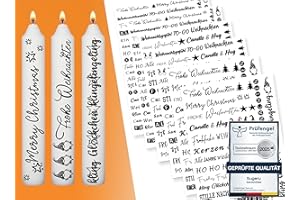 Sugeru® 6 X DIN A5 Weihnachten Kerzenfolie(200+ Muster), Kerzentattoo Wassertransferdruck | Wasserschiebefolie kerzen | Kerzenaufkleber Sticker | Kerzen dekorieren| Kerzen beschriften (Weihnachten Ⅲ)