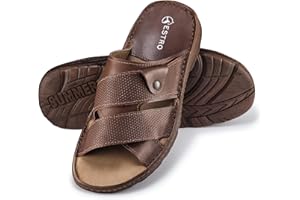ESTRO Sandalias Hombre Verano Cuero - Sandalias Hombre Cuero Chanclas Hombres Piel con Suela Goma Antideslizante S5