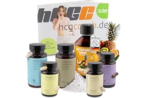 ‎HCGC hCGC Stoffwechselkur 21 Tage Basispaket - Omega 3, OPC, MSM, Vitamin Komplex Kapseln, Flohsamen Pulver, zuckerfreier Sirup mit Multifrucht für Energie - Darmkur & Stoffwechselunterstützung