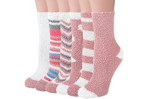 JUSTAY SOWARM Justay Puszyste skarpety damskie, przyjemne, termiczne, dziewczęce, miękkie, zimowe, ciepłe, domowe, do łóżka, ze zwierzętami, świąteczne, 6 par, rozmiar uniwersalny