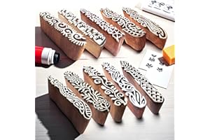 ‎ROYAL KRAFT Royal Kraft Clay Wooden Stamp Hand Carved Edge Designs Print Blocks (Set of 10)