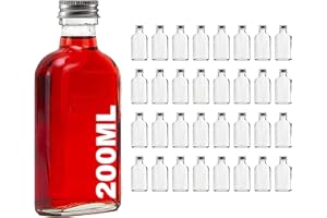 casavetro Bottiglie vuote di vetro da 200 ml, 32 pezzi, con tappo a vite, 200 ml, bottiglia di vino, aceto e olio, da riempire, 0,2 litri (32 x 200 ml)