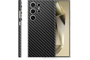 TF Skins Funda Protectora para Samsung Galaxy S24, S24 Plus, S24 UltraAdhesivo para la Parte Trasera y Laterales para protección(Carbon Negro, Galaxy S24 Ultra)