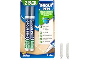 RAINBOW CHALK MARKERS LTD Twin Pack (GREY) Grout Pen - Designed for restoring tile grout in bathrooms & kitchens