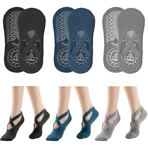 Fantasyon 6 Paia Calzini Antiscivolo Da Yoga E Pilates – Calze Con Grip Per Donne, Traspiranti, Per Balletto, Fitness E Ginnastica (Taglia Unica 35-43)