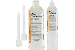 DIP TOOLS DIP-Tools KLEBFIX - Pegamento Epoxi de 2 Componentes para Madera, Metal, Vidrio, Plástico y Más en Sólo 5 Minutos - transparente (2x25ml)