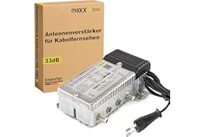 maxx.onLine Antennenverstärker für Kabelfernsehen, 33 dB Verstärkung, Hausanschlussverstärker, Signalverstärker, Kabel Verstärker